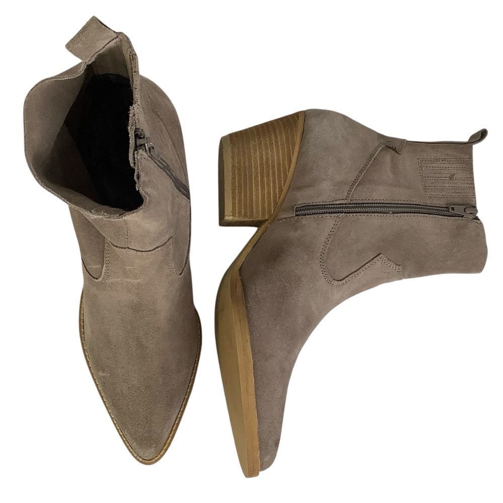 Jeffrey Campbell Taupe Suede Leather Pointy Toe Ankle Bootie Women’s Sz 9.5